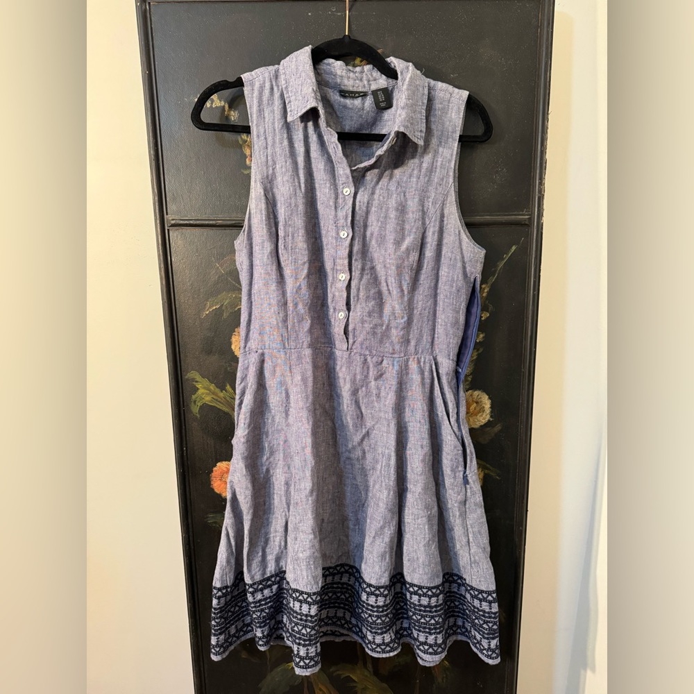 Tahari Denim Blue Linen Dress NO BELT